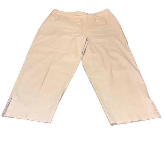 Talbots Khaki Linen Blend Side Zip Cropped Ankle Pants 14 - Picture 1 of 5